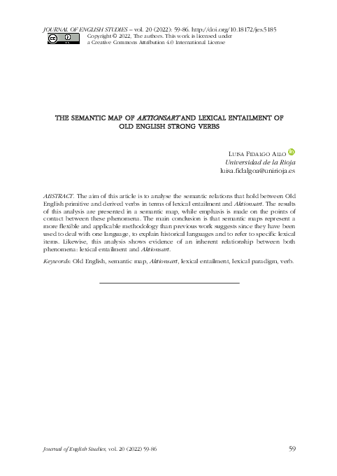(PDF) THE SEMANTIC MAP OF AKTIONSART AND LEXICAL ENTAILMENT OF OLD ...