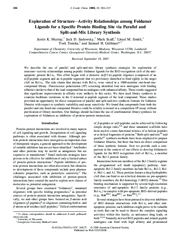 (PDF) Exploration of Structure−Activity Relationships among Foldamer ...