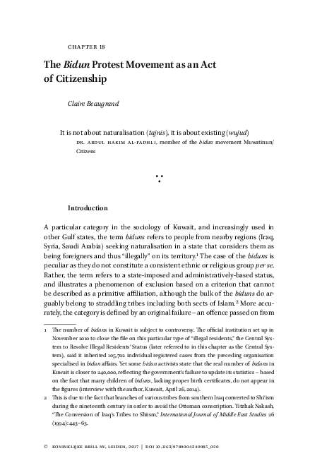 (PDF) The Bidun Protest Movement as an Act of Citizenship