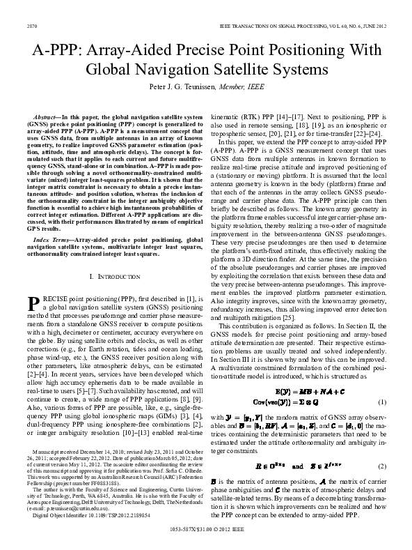 (PDF) A-PPP: Array-Aided Precise Point Positioning With Global ...