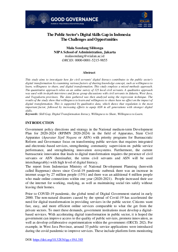 (PDF) The Public Sector's Digital Skills Gap in Indonesia: The ...