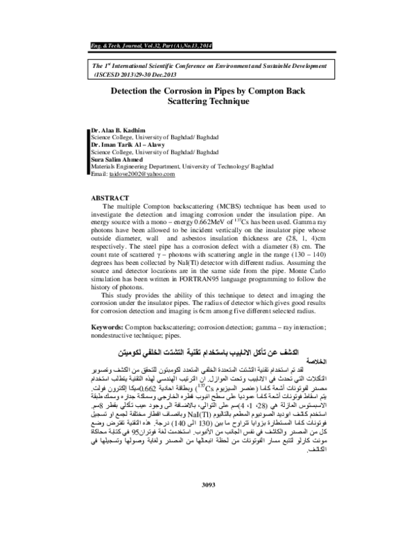 (PDF) Detection the Corrosion in Pipes by Compton Back Scattering Technique