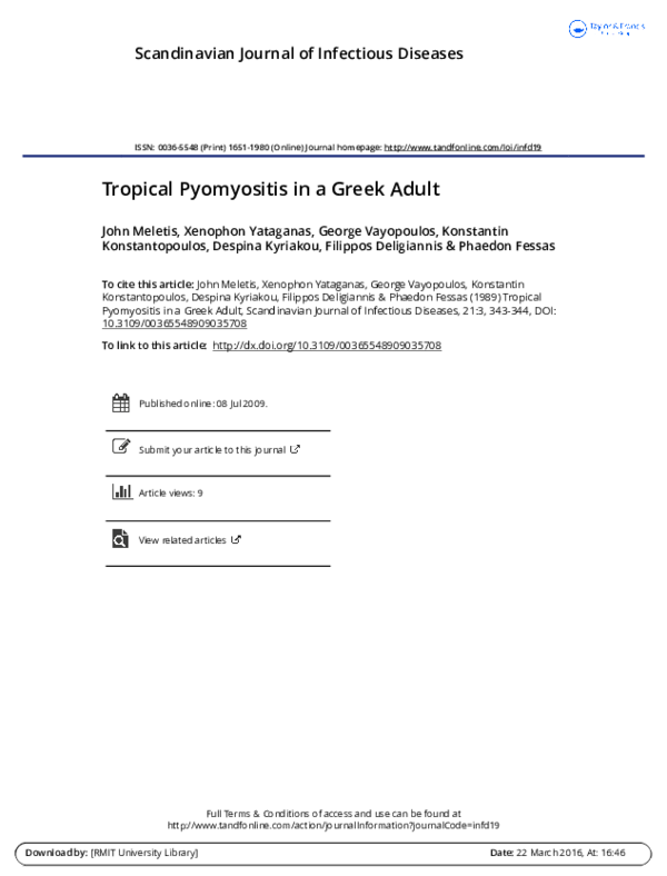 (PDF) Tropical Pyomyositis in a Greek Adult