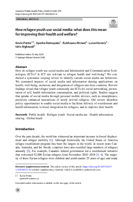  PDF How Refugee Youth Use Social Media What Does This Mean For 