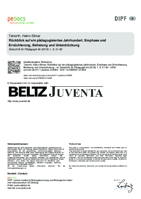 (PDF) Rückblick auf ein pädagogisiertes Jahrhundert. Emphase und ...