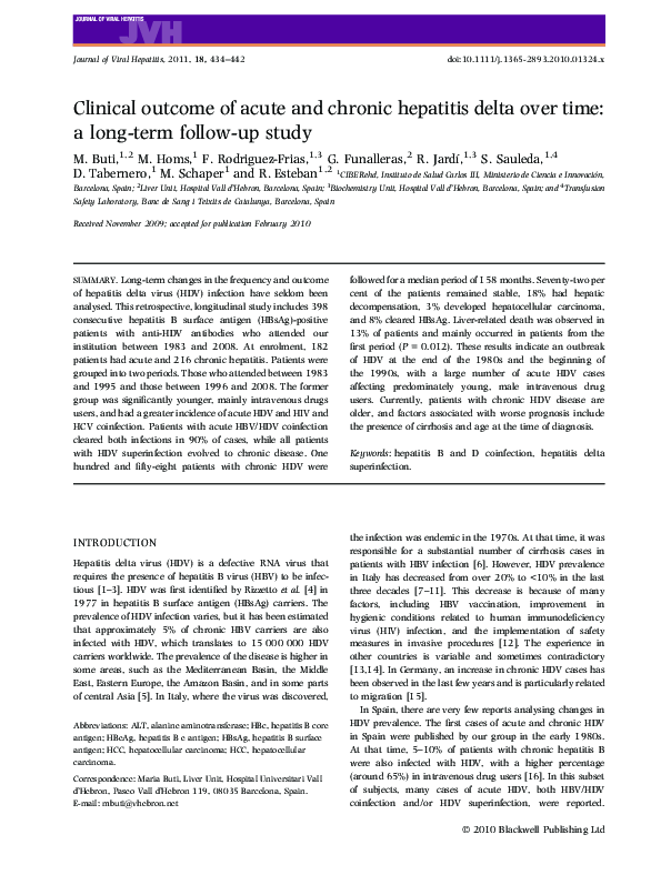 (PDF) Clinical outcome of acute and chronic hepatitis delta over time ...
