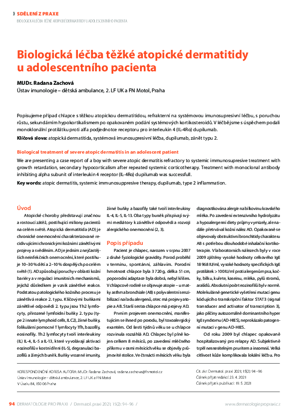 (PDF) Biological treatment of severe atopic dermatitis in an adolescent ...