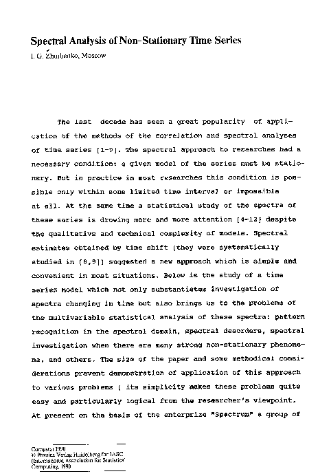 (PDF) Spectral Analysis of Non-Stationary Time Series