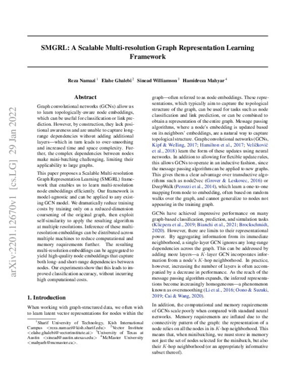 (PDF) SMGRL: A Scalable Multi-resolution Graph Representation Learning ...