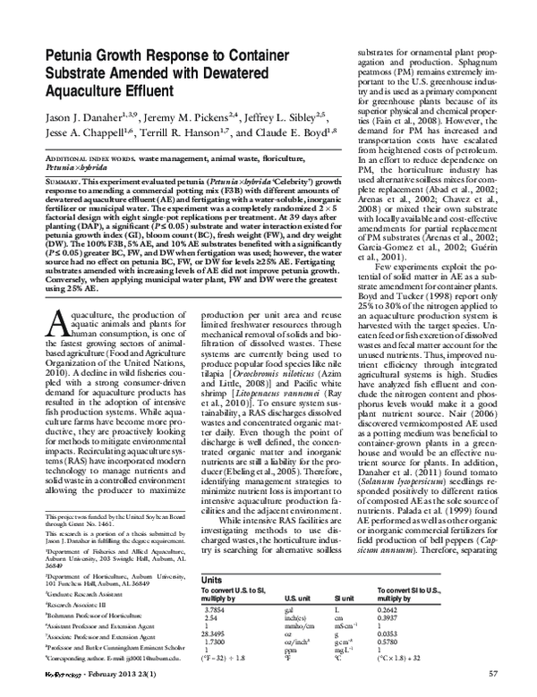 (PDF) Petunia Growth Response to Container Substrate Amended with ...
