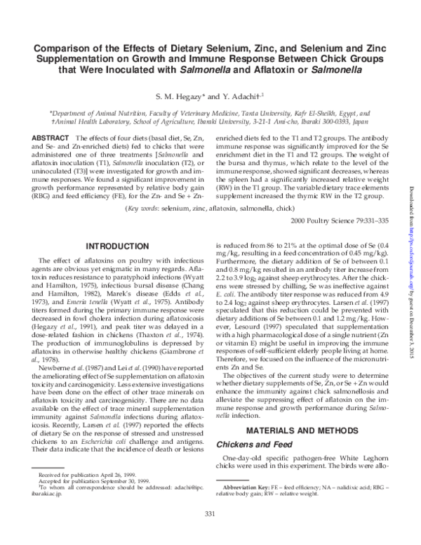 (PDF) Comparison of the effects of dietary selenium, zinc, and selenium ...