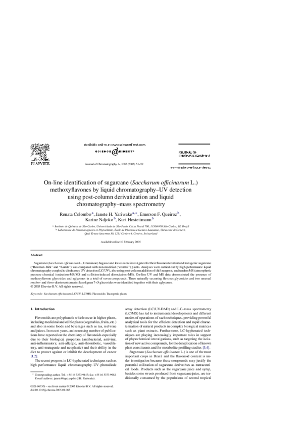 (PDF) On-line identification of sugarcane (Saccharum officinarum L ...