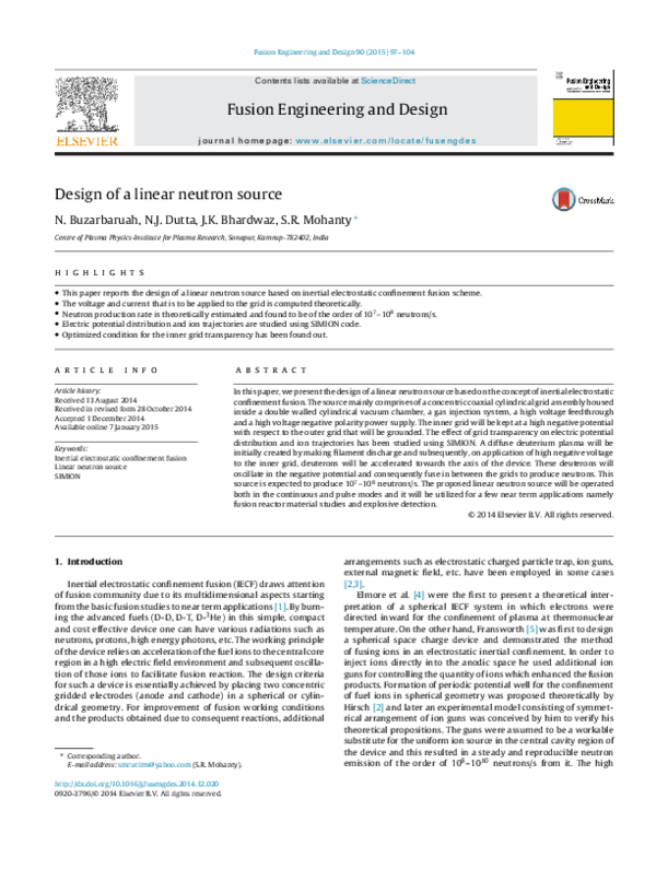 (PDF) Design of a linear neutron source