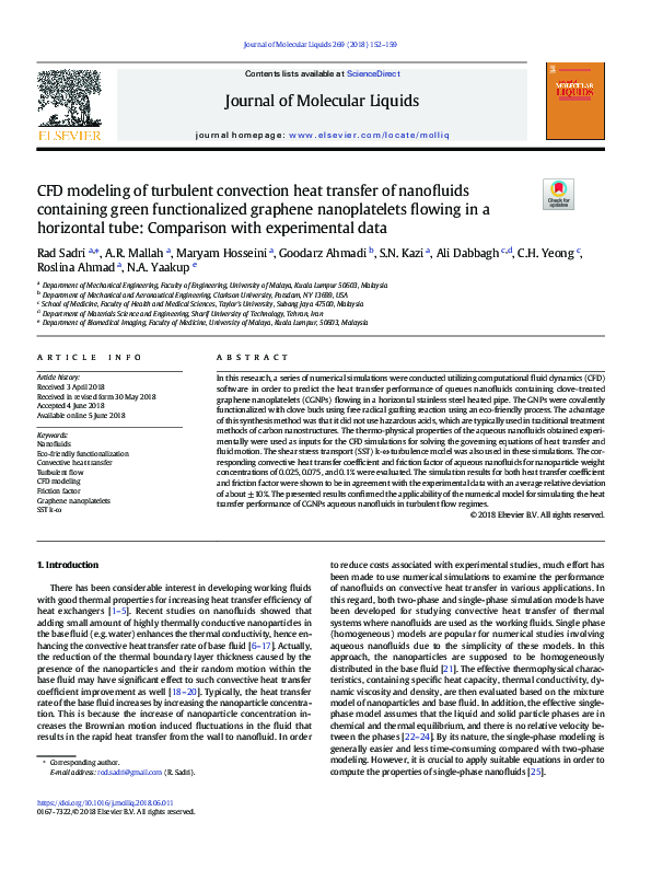 (PDF) CFD modeling of turbulent convection heat transfer of nanofluids ...