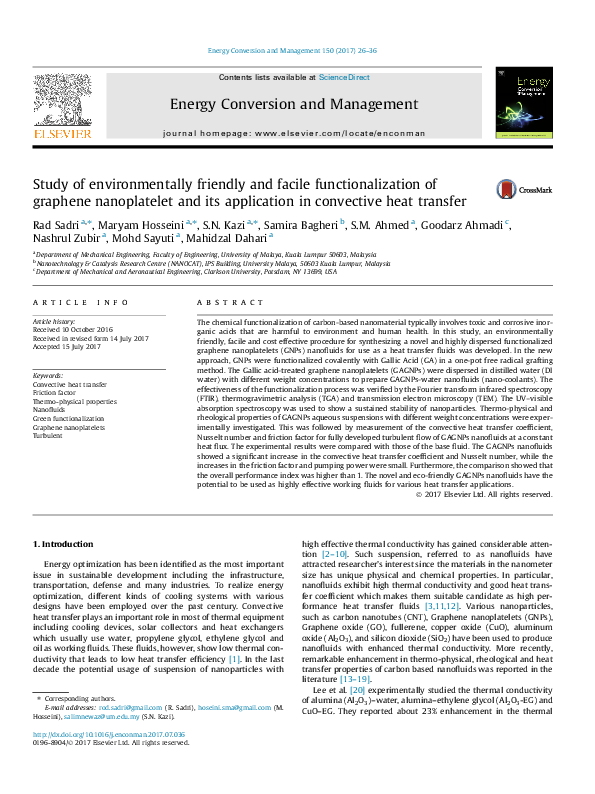 (PDF) Study of environmentally friendly and facile functionalization of ...