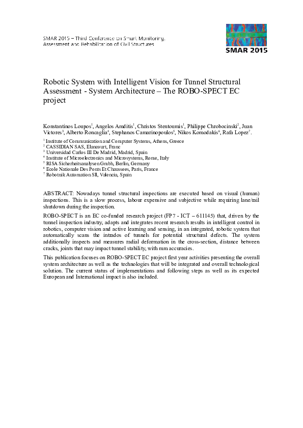 (PDF) Robotic System with Intelligent Vision for Tunnel Structural ...