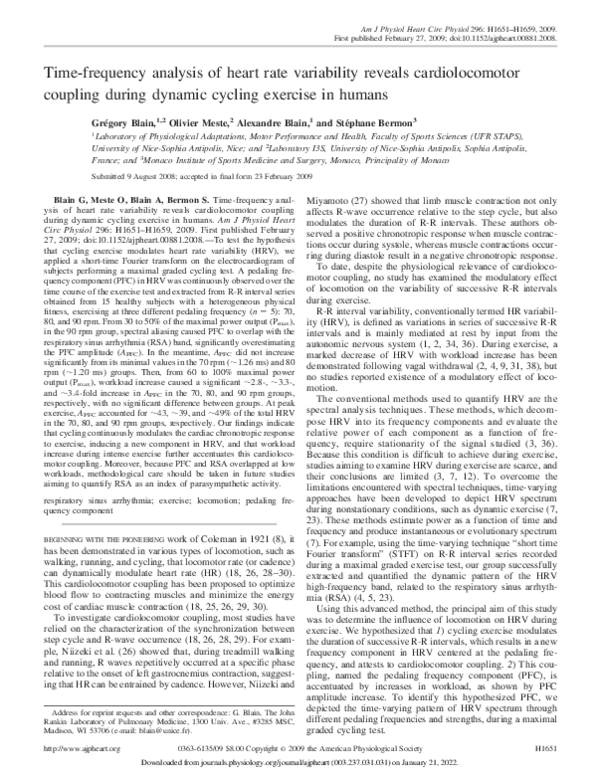 (PDF) Time-frequency analysis of heart rate variability reveals ...