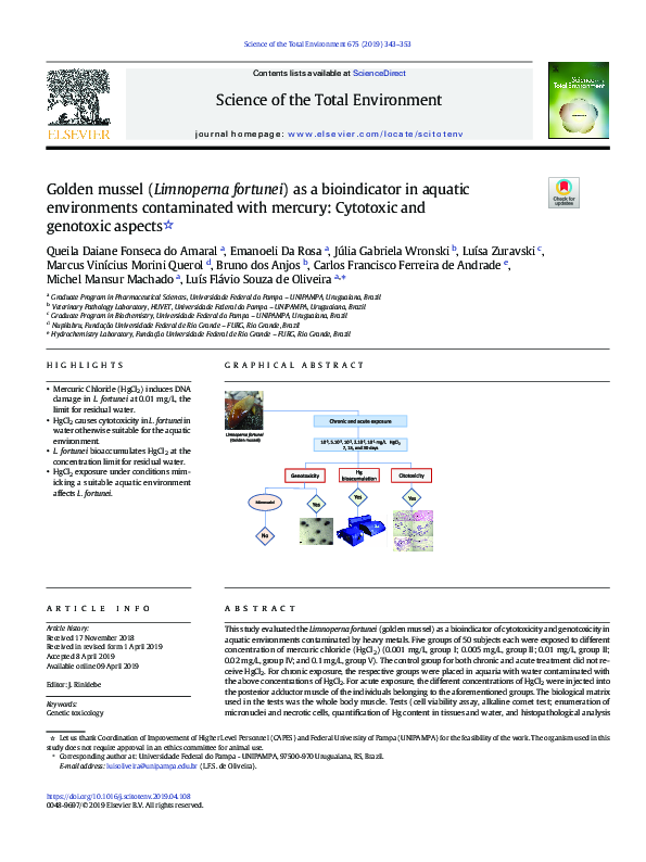 (PDF) Golden mussel (Limnoperna fortunei) as a bioindicator in aquatic ...