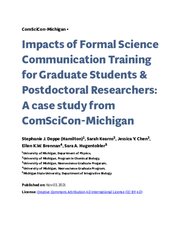 (PDF) Impacts of Formal Science Communication Training for Graduate ...