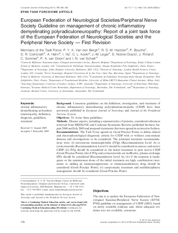 (PDF) European Federation of Neurological Societies/Peripheral Nerve ...