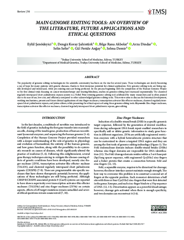 (PDF) Main Genome Editing Tools: An Overview of the Literature, Future ...