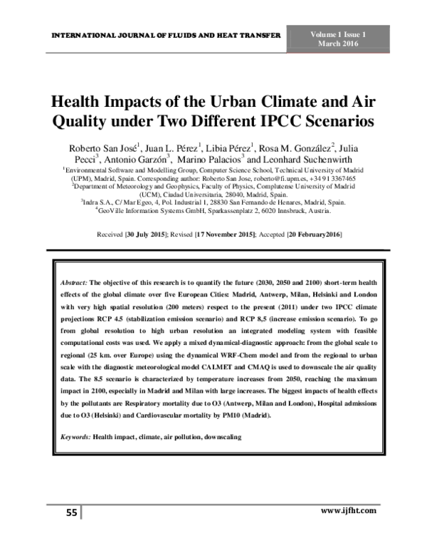 (PDF) Health Impacts of the Urban Climate and Air Quality under Two ...