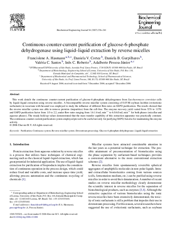 (PDF) Continuous counter-current purification of glucose-6-phosphate ...