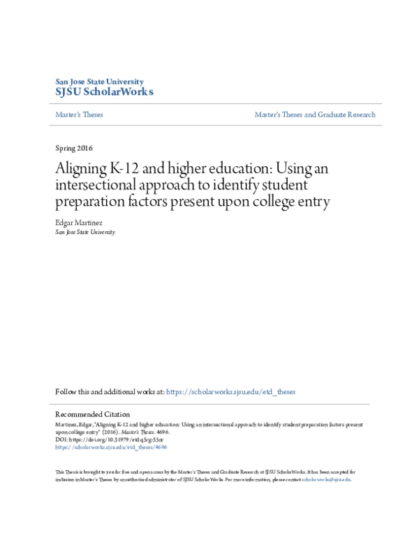 (PDF) Aligning K-12 and higher education