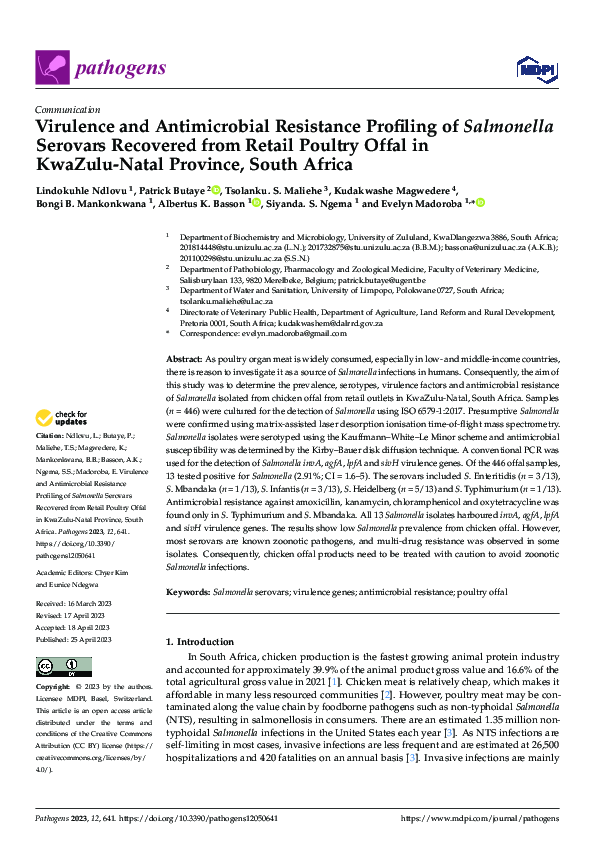 (PDF) Virulence and Antimicrobial Resistance Profiling of Salmonella ...