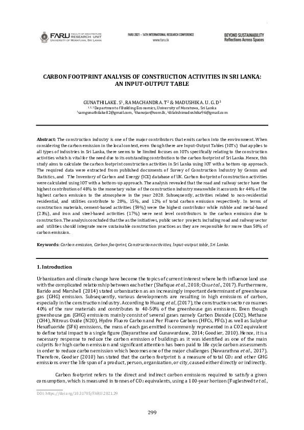(PDF) Carbon Footprint Analysis of Construction Activities in Sri Lanka ...