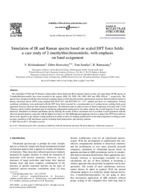 (PDF) Simulation of IR and Raman spectra based on scaled DFT force ...