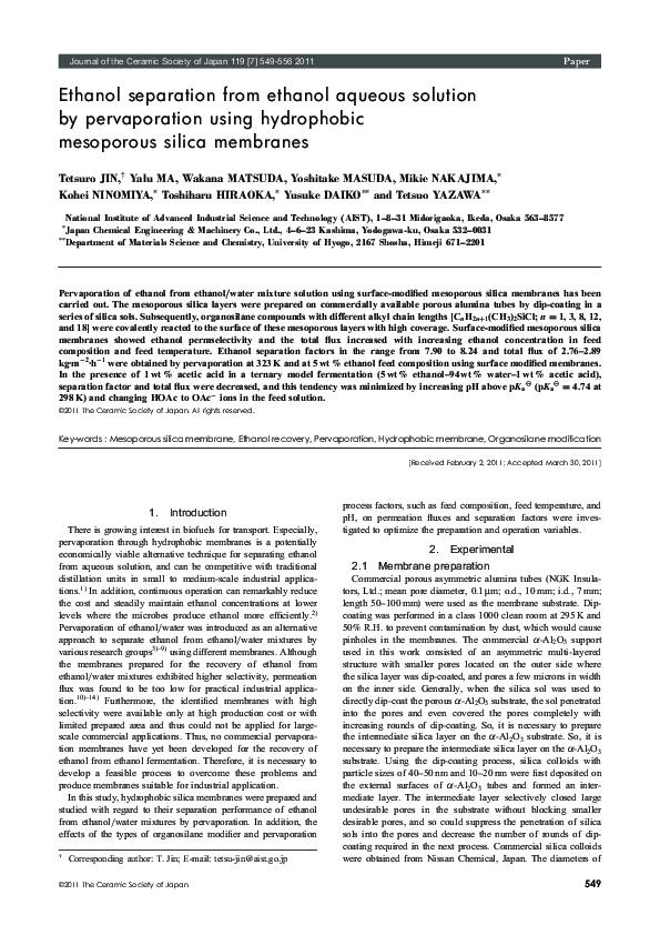 Membrane Separation Of Ethanol – VUTK