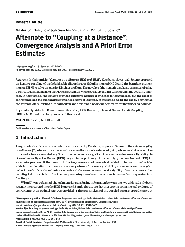 (PDF) Afternote to “Coupling at a Distance”: Convergence Analysis and A ...
