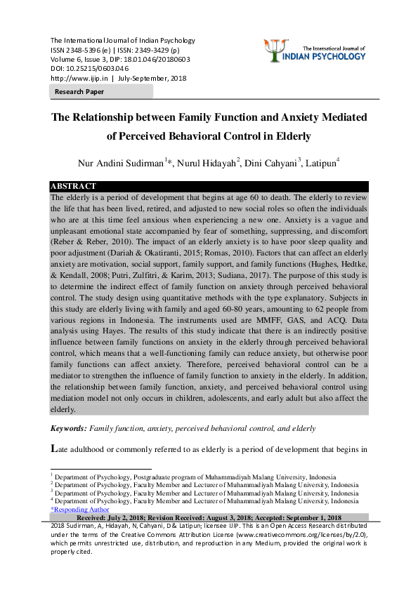 (PDF) The Relationship between Family Function and Anxiety Mediated of ...
