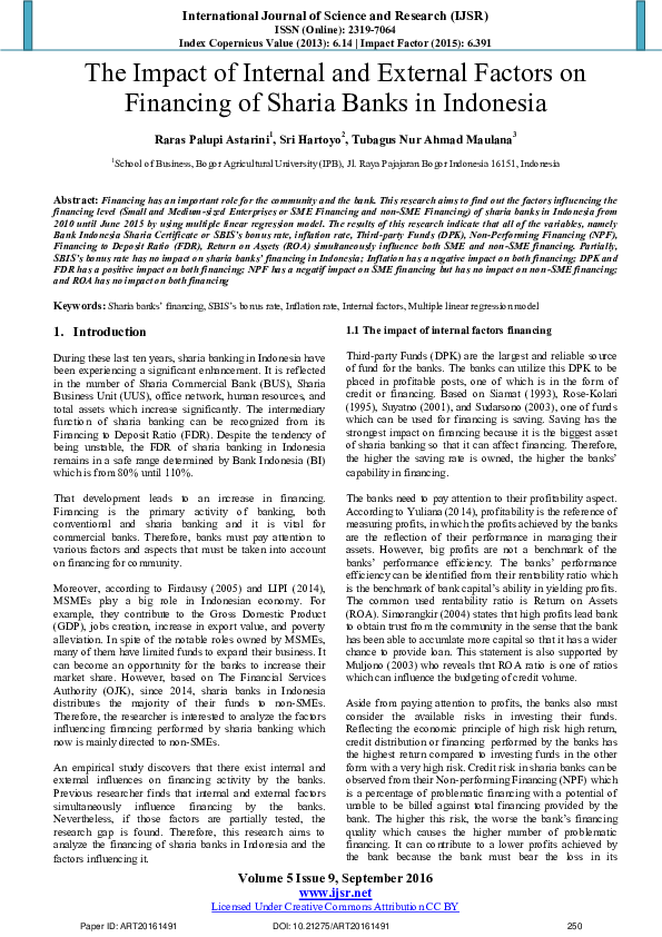 (PDF) The Impact of Internal and External Factors on Financing of ...