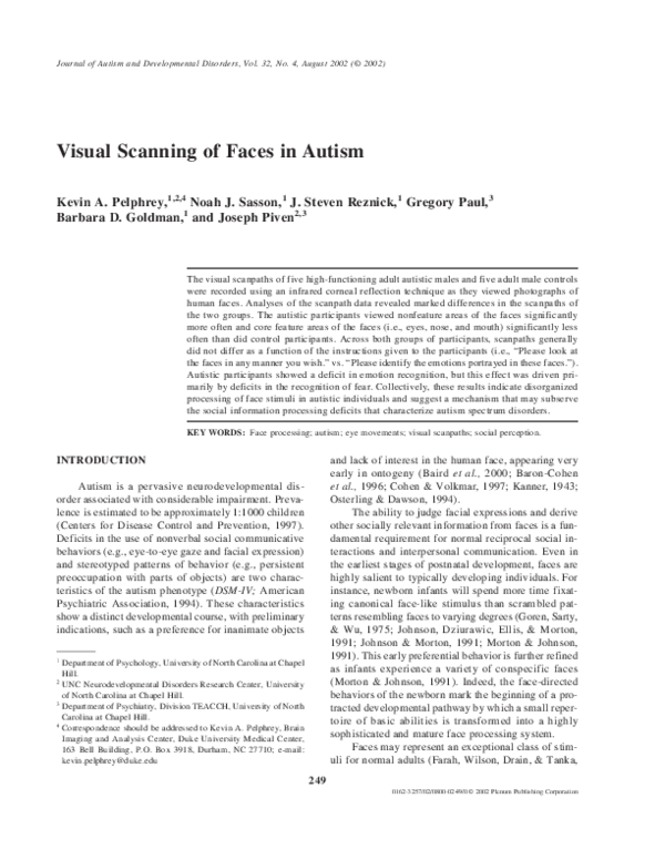 (PDF) Visual scanning of faces in autism