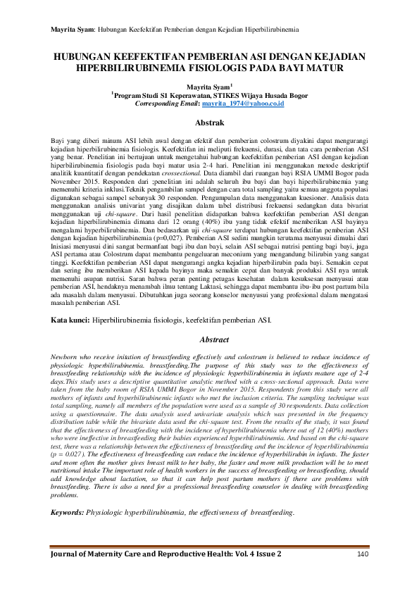 (PDF) The Relationship Between Effectiveness of Breastfeeding with the