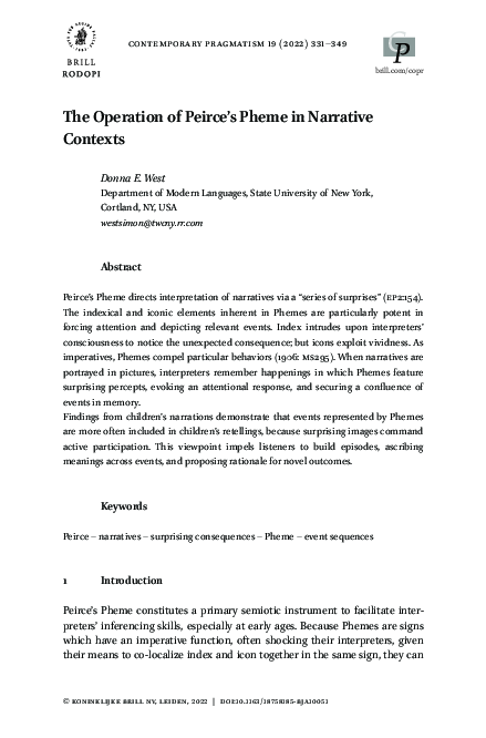 (PDF) The Operation of Peirce's Pheme in Narrative Contexts