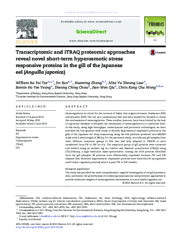 (PDF) Transcriptomic and iTRAQ proteomic approaches reveal novel short ...