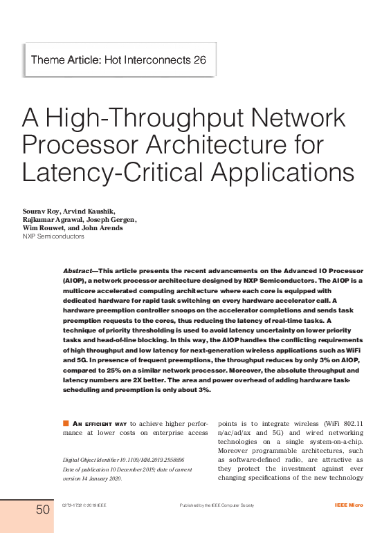 (PDF) A High Throughput Network Processor Architecture for Latency ...