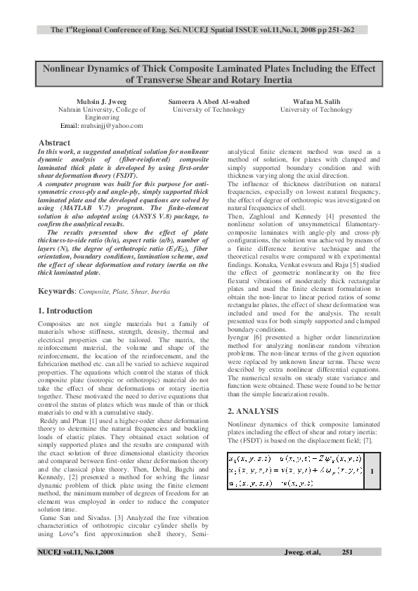(PDF) Dynamics of Thick Composite Laminated Plates Including