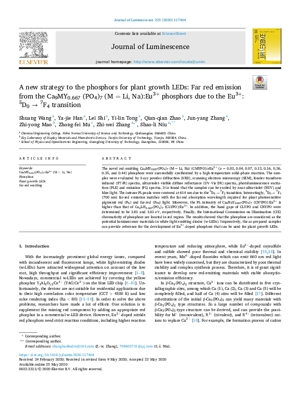 (PDF) A new strategy to the phosphors for plant growth LEDs: Far red ...