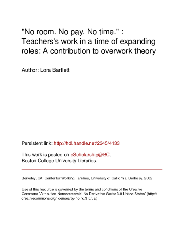 (PDF) No room. No pay. No time.
