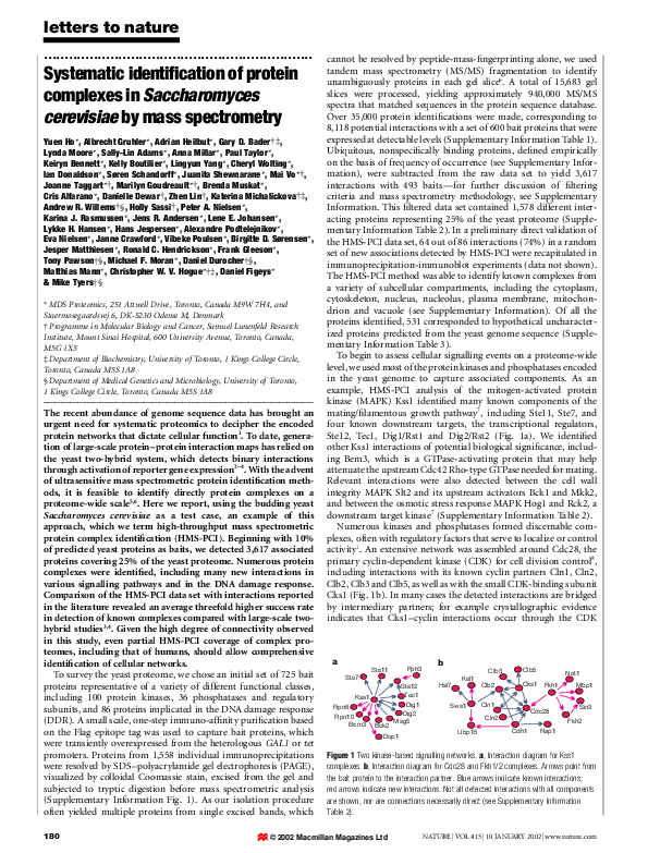 (PDF) Systematic identification of protein complexes in Saccharomyces ...