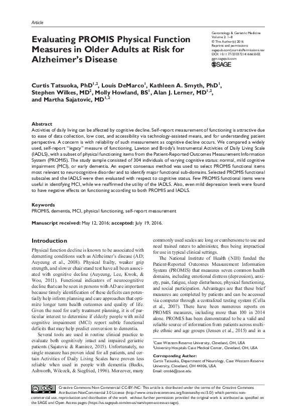 (PDF) Evaluating PROMIS Physical Function Measures in Older Adults at ...