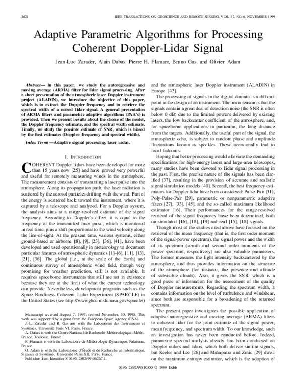 (PDF) Adaptive parametric algorithms for processing coherent Doppler ...