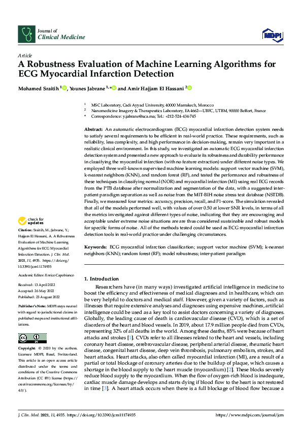 (PDF) A Robustness Evaluation of Machine Learning Algorithms for ECG ...