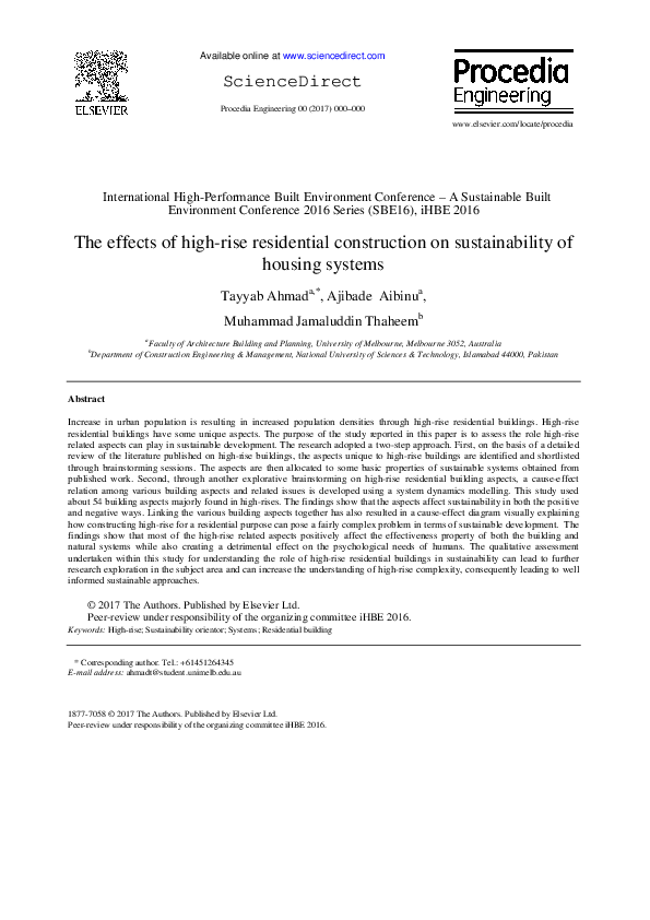 View of (PDF) The Effects of High-rise Residential Construction on ...