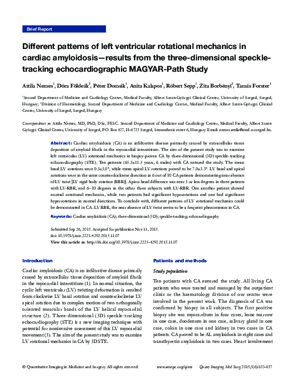 (PDF) Left Ventricular Rotational Mechanics in Cardiac Amyloidosis
