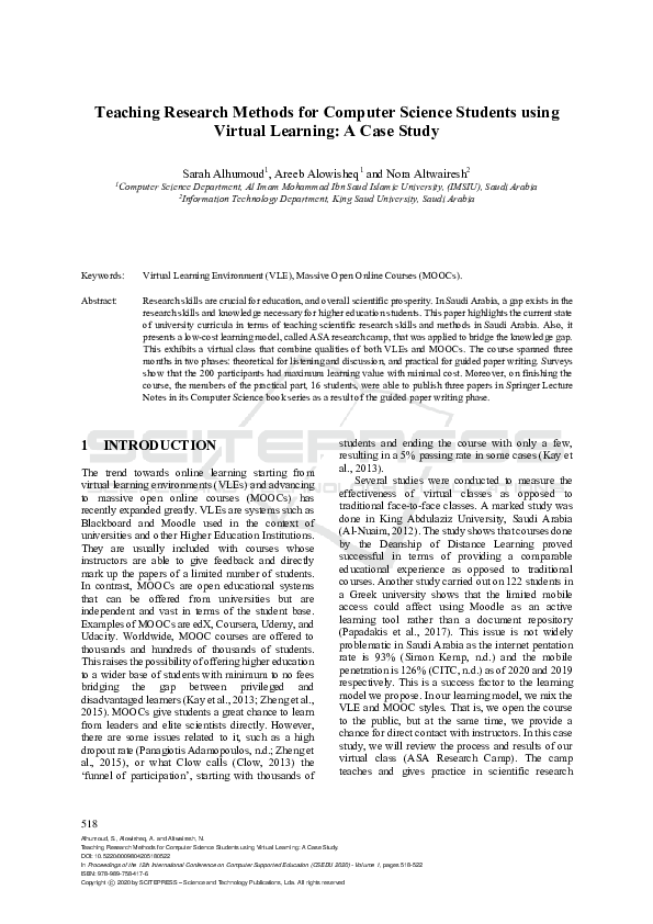 (PDF) Teaching Research Methods for Computer Science Students using ...